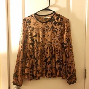 Urban Outfitters Long Sleeve Flowy Patterned Shirt
